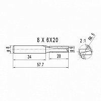 Изображение Фреза пазовая DELTA TOOLS  D=6x20x56 S=8 101.0811